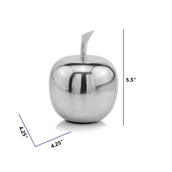 Silver Polished  Mini  Apple Shaped Aluminum Accent Home Decor - Image 4