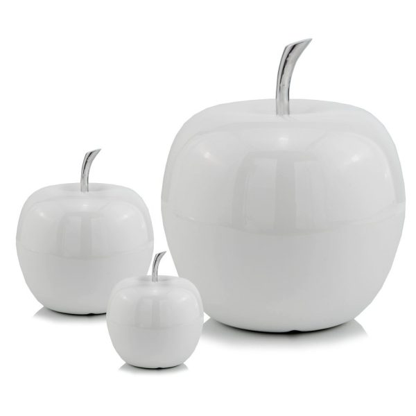 White Coated Mini Apple Shaped Aluminum Accent Home Decor - Image 2