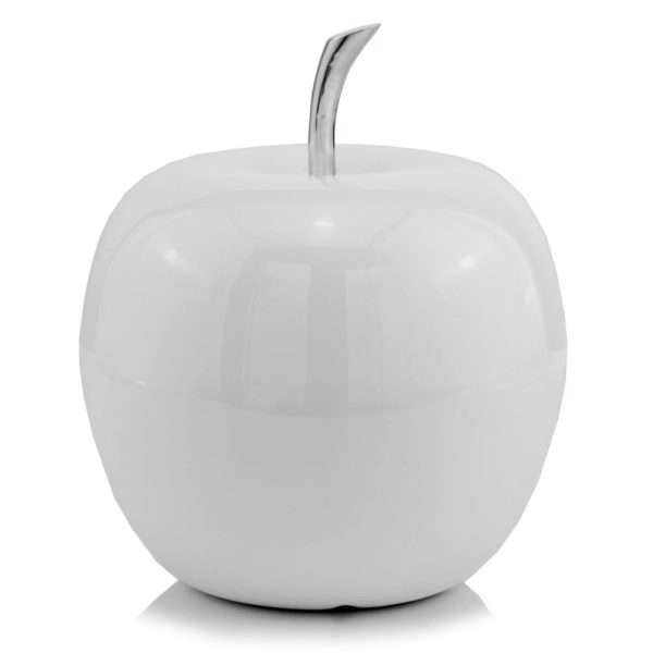 White Coated Mini Apple Shaped Aluminum Accent Home Decor - Image 3