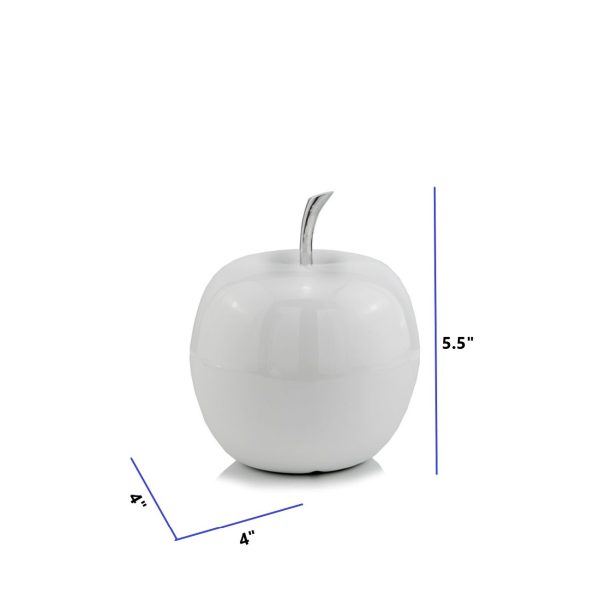 White Coated Mini Apple Shaped Aluminum Accent Home Decor - Image 4