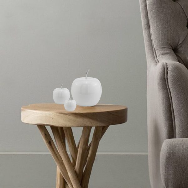 White Coated Mini Apple Shaped Aluminum Accent Home Decor - Image 5