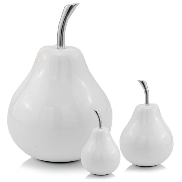 White Coated Mini Pear Shaped Aluminum Accent Home Decor - Image 2