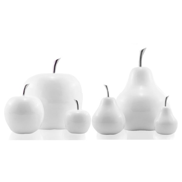 White Coated Mini Pear Shaped Aluminum Accent Home Decor - Image 3