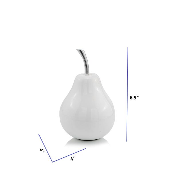 White Coated Mini Pear Shaped Aluminum Accent Home Decor - Image 4