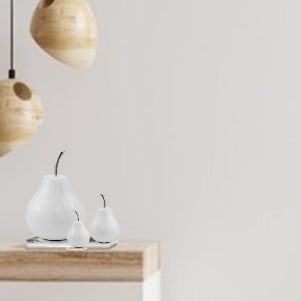 White Coated Mini Pear Shaped Aluminum Accent Home Decor - Image 5