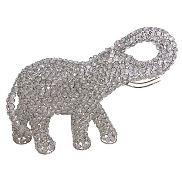 Silver and Faux Crystal Elephant Sculpture - Image 3