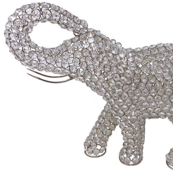 Silver and Faux Crystal Elephant Sculpture - Image 4