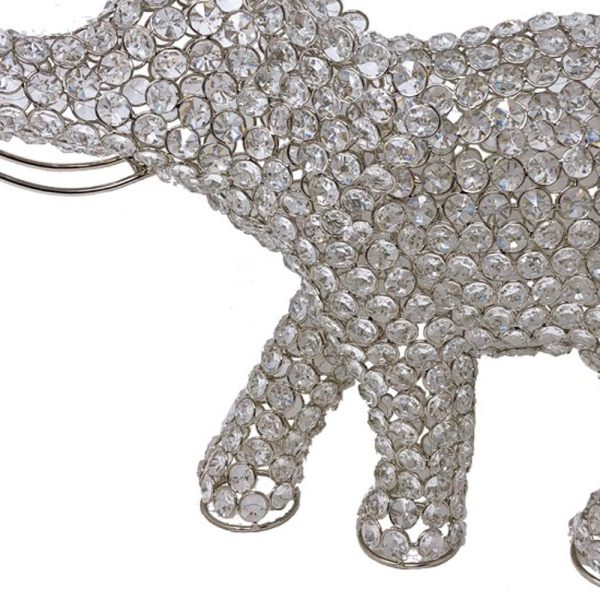 Silver and Faux Crystal Elephant Sculpture - Image 5