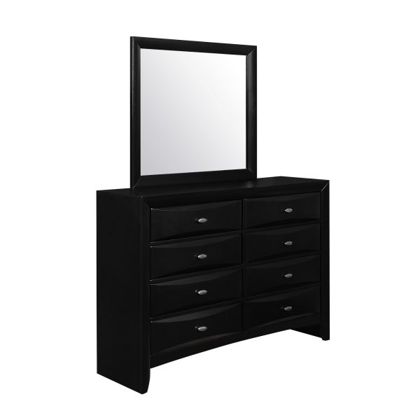 Black Mirror with Rectangular Sleek Wood Trim - Image 2
