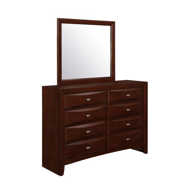 Sleek Dark Cherry Wood Wall Hanging Mirror - Image 2
