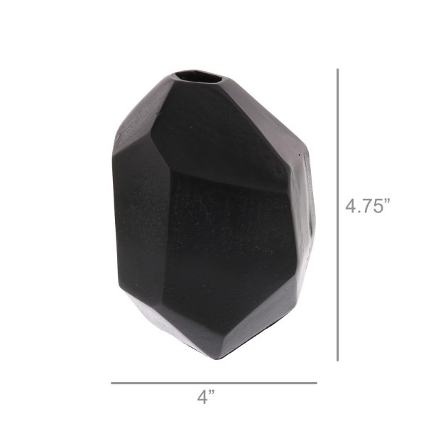 Modern Dark Charcoal Finish Faceted Metal Vase - Image 3