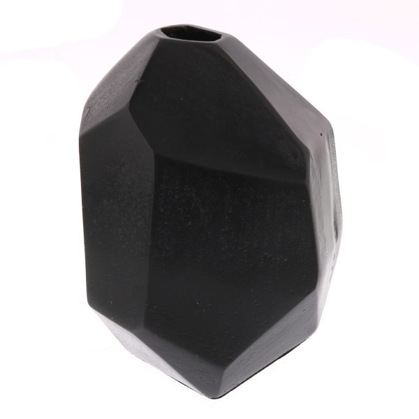 Modern Dark Charcoal Finish Faceted Metal Vase - Image 4