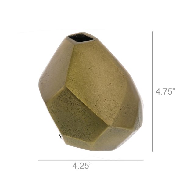 Modern Gold Finish Faceted Metal Vase - Image 3