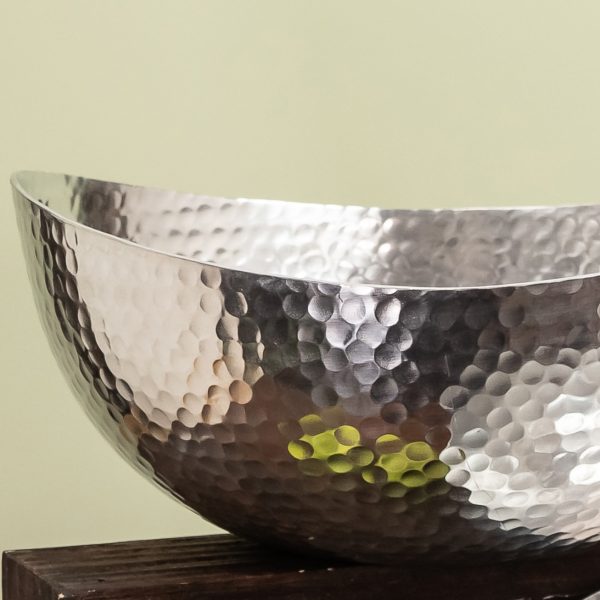 Handcrafted 12" Hammered Stainless Steel Centerpiece Bowl - Image 4