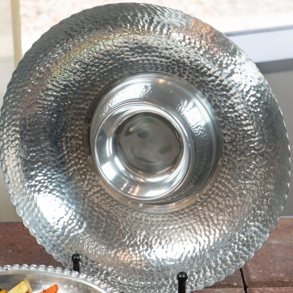 Handcrafted Hammered Stainless Steel Chip and Dip Server - Image 4