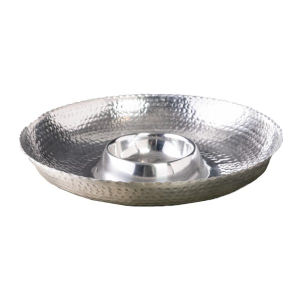 Handcrafted Hammered Stainless Steel Chip and Dip Server - Image 5