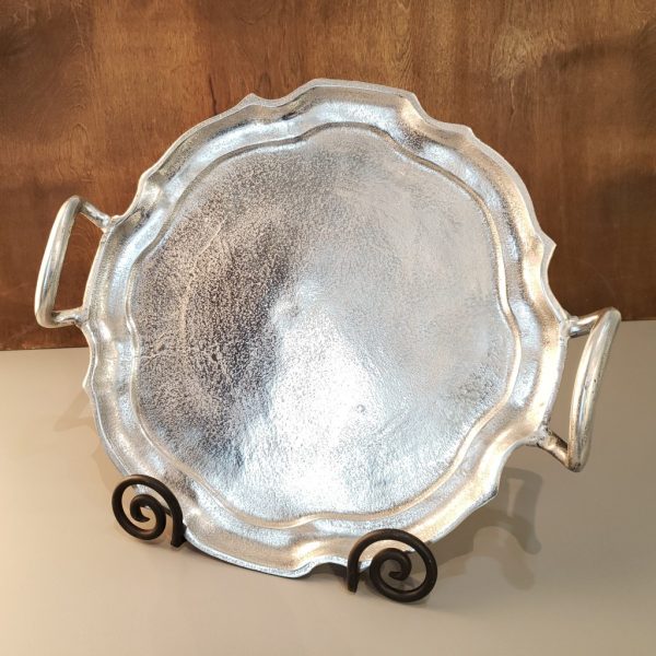 Vintage Look Baroque Silver Handled Tray - Image 2
