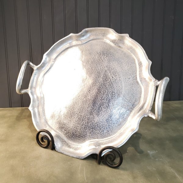 Vintage Look Baroque Silver Handled Tray - Image 4
