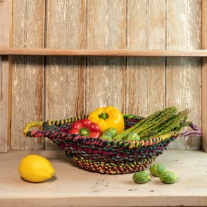 Colorful Braided Jute Centerpiece Basket with Handles