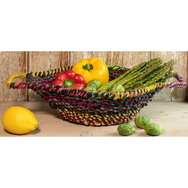 Colorful Braided Jute Centerpiece Basket with Handles - Image 4