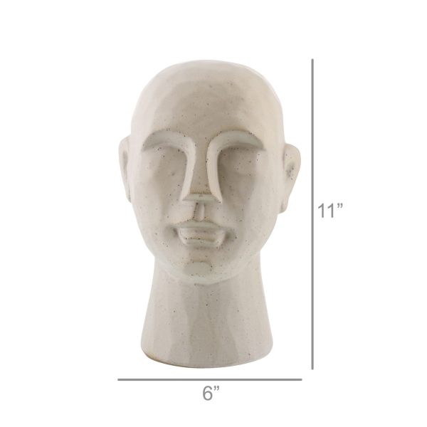11" Matte White Ceramic Bust Decorative Sculpture - Image 2