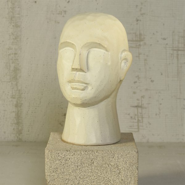 11" Matte White Ceramic Bust Decorative Sculpture - Image 3