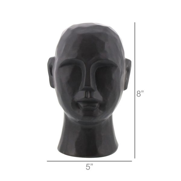 8" Matte Black Ceramic  Bust Decorative Sculpture - Image 2