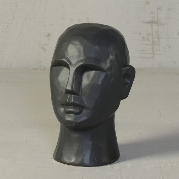 8" Matte Black Ceramic  Bust Decorative Sculpture - Image 3