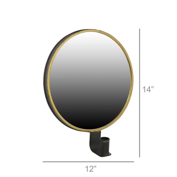 Rustic Gold Round Mirror Sconce - Image 2