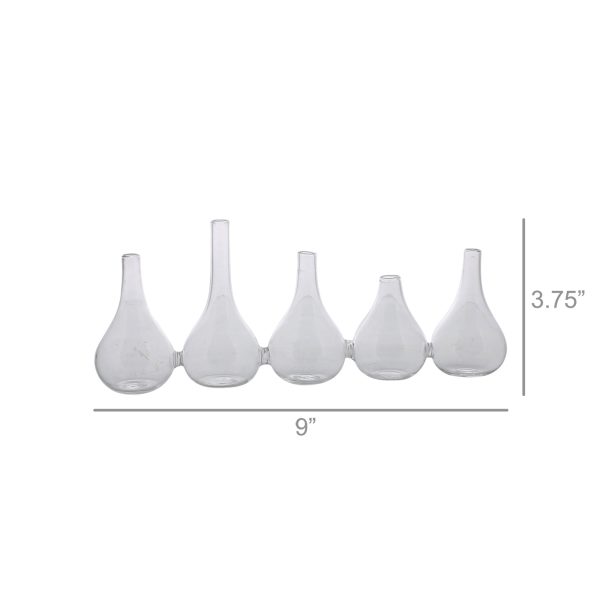 Quintuplet Set of Five Joined Glass Posy Vases - Image 3