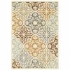 4' x 6' Ivory Grey Floral Medallion Indoor Outdoor Area Rug