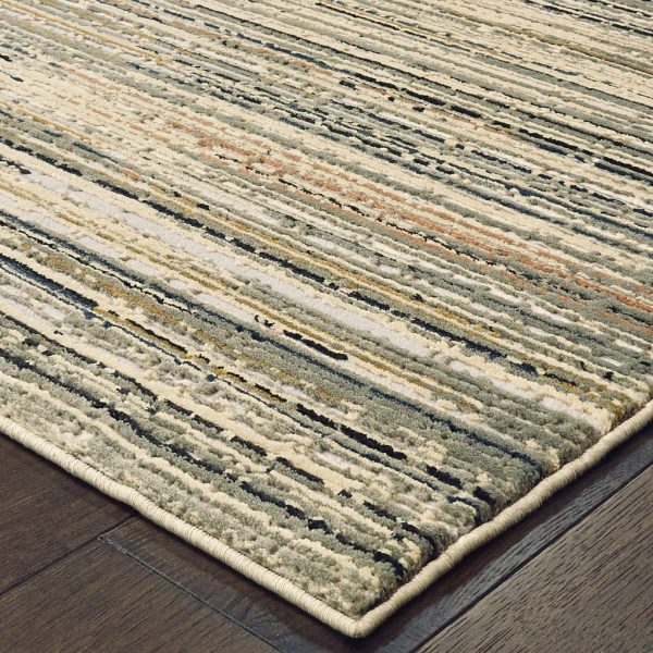 8' Ivory Sage Abtract Lines Indoor Runner Rug - Image 2