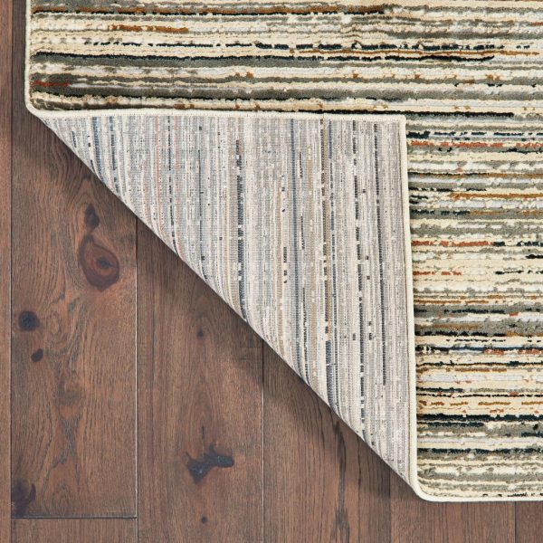 8' Ivory Sage Abtract Lines Indoor Runner Rug - Image 3