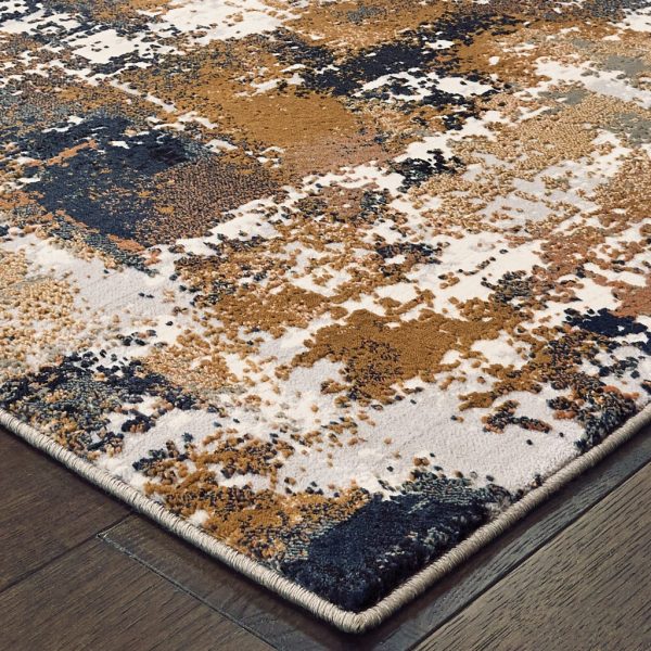 3' x 6' Ivory Gray Abstract Sectors Indoor Area Rug - Image 2