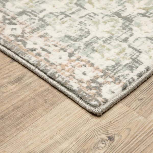 3' x 6' Ivory Grey Distresed Oversize Medallion Indoor Area Rug - Image 2