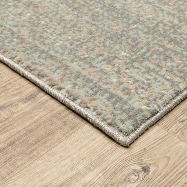 7' Gray Green Abstract Confetti Indoor Runner Rug - Image 2