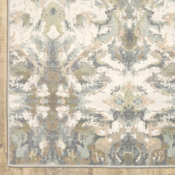 3' x 6' Ivory Gray Abstract Ikat Indoor Area Rug - Image 3