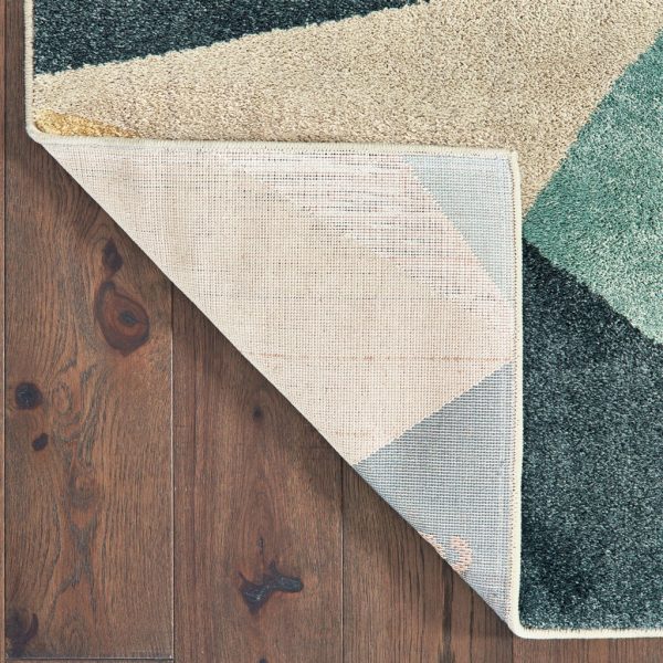 2' x 3' Blue Green Beige Retro Wedge Indoor Area Rug - Image 3