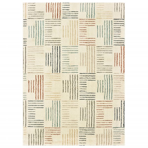 2' x 3' Ivory Multi Neutral Tone Scratch Indoor Accent Rug