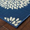 5' x 8' Indigo and Lime Green Floral Indoor Outdoor Area Rug - Image 2