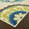 3' x 5' Ivory Indigo and Lime Medallion Disc Indoor Outdoor Area Rug - Image 2