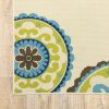 3' x 5' Ivory Indigo and Lime Medallion Disc Indoor Outdoor Area Rug - Image 3