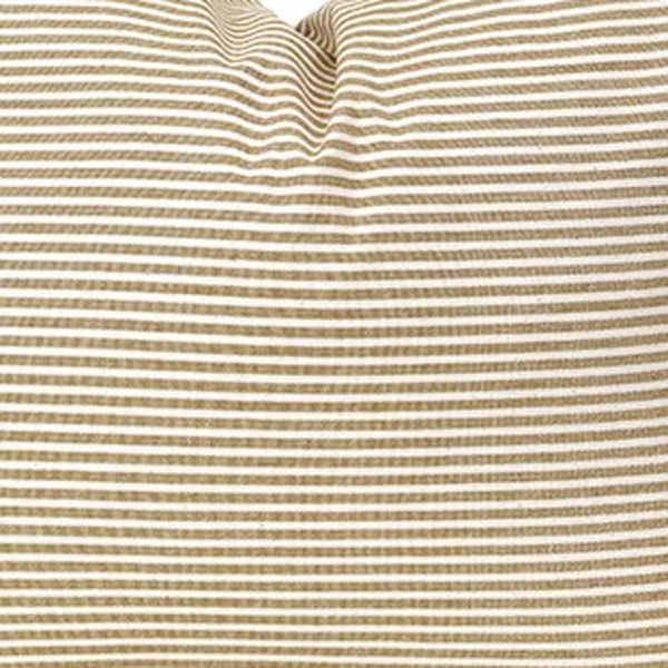 Set of 2 Light Brown and Ivory Horizontal Stripe Lumbar Accent Pillows - Image 4
