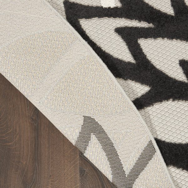 5?Round Black Gray White Indoor Outdoor Area Rug - Image 3