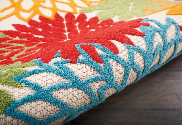 2?x 10?Green Floral Indoor Outdoor Runner Rug - Image 3