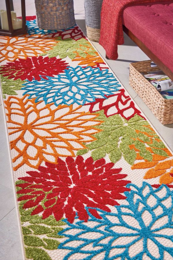 2?x 10?Green Floral Indoor Outdoor Runner Rug - Image 4