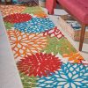 2?x 10?Green Floral Indoor Outdoor Runner Rug - Image 5