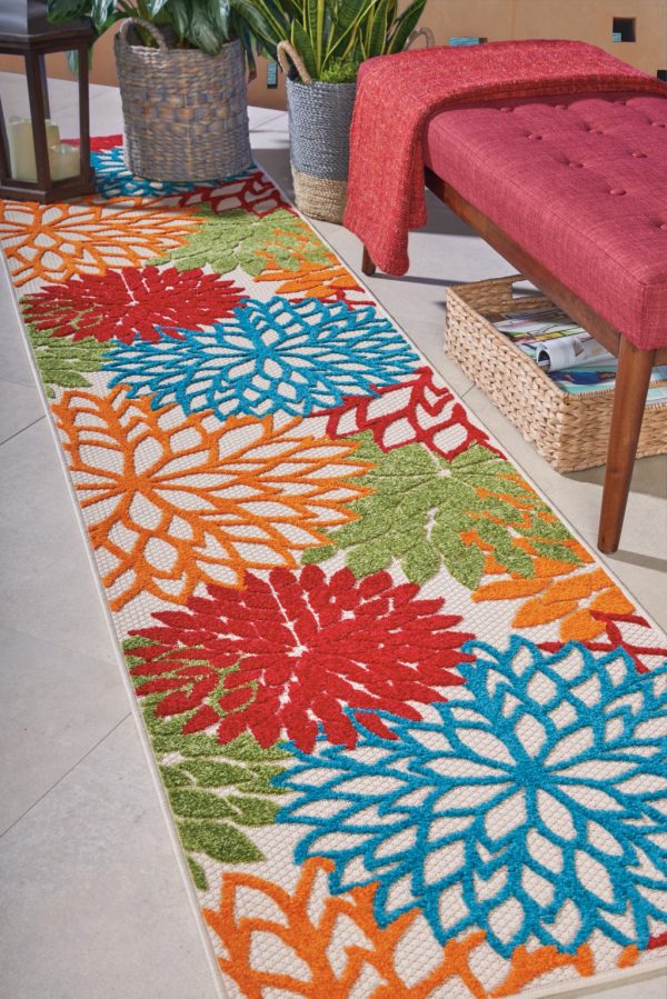 2?x 10?Green Floral Indoor Outdoor Runner Rug - Image 5