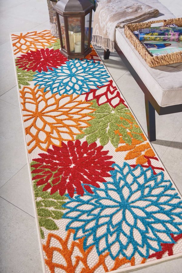 2?x 8?Green Floral Indoor Outdoor Runner Rug - Image 4