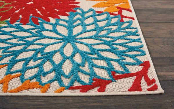 2?x 8?Green Floral Indoor Outdoor Runner Rug - Image 5